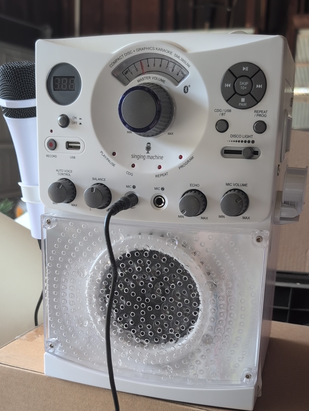 White Karaoke Speaker with Microphone